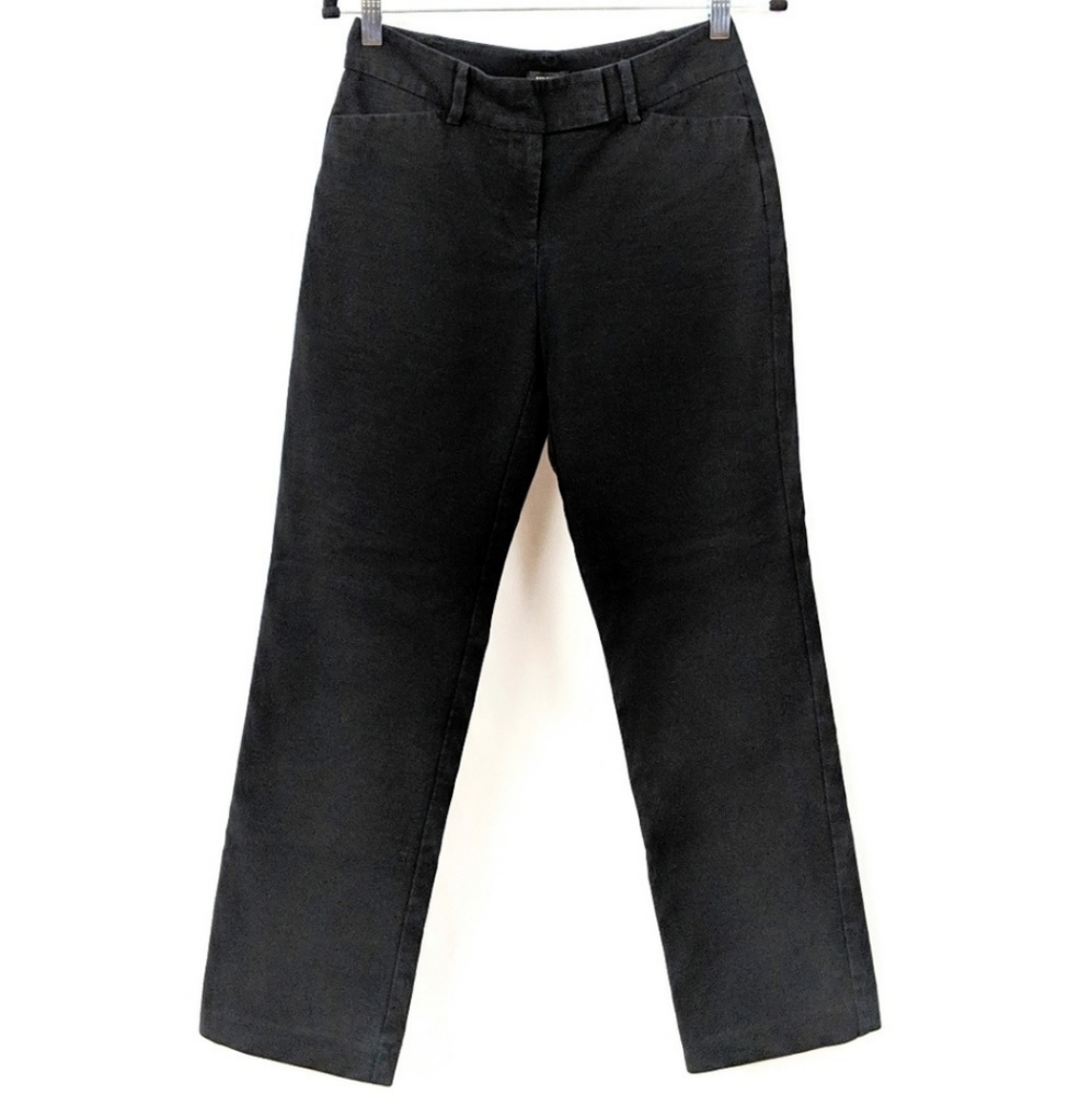 Ann Taylor Curvy Pants Linen Look Stretch Trousers Slacks Career Wear Black sz 0